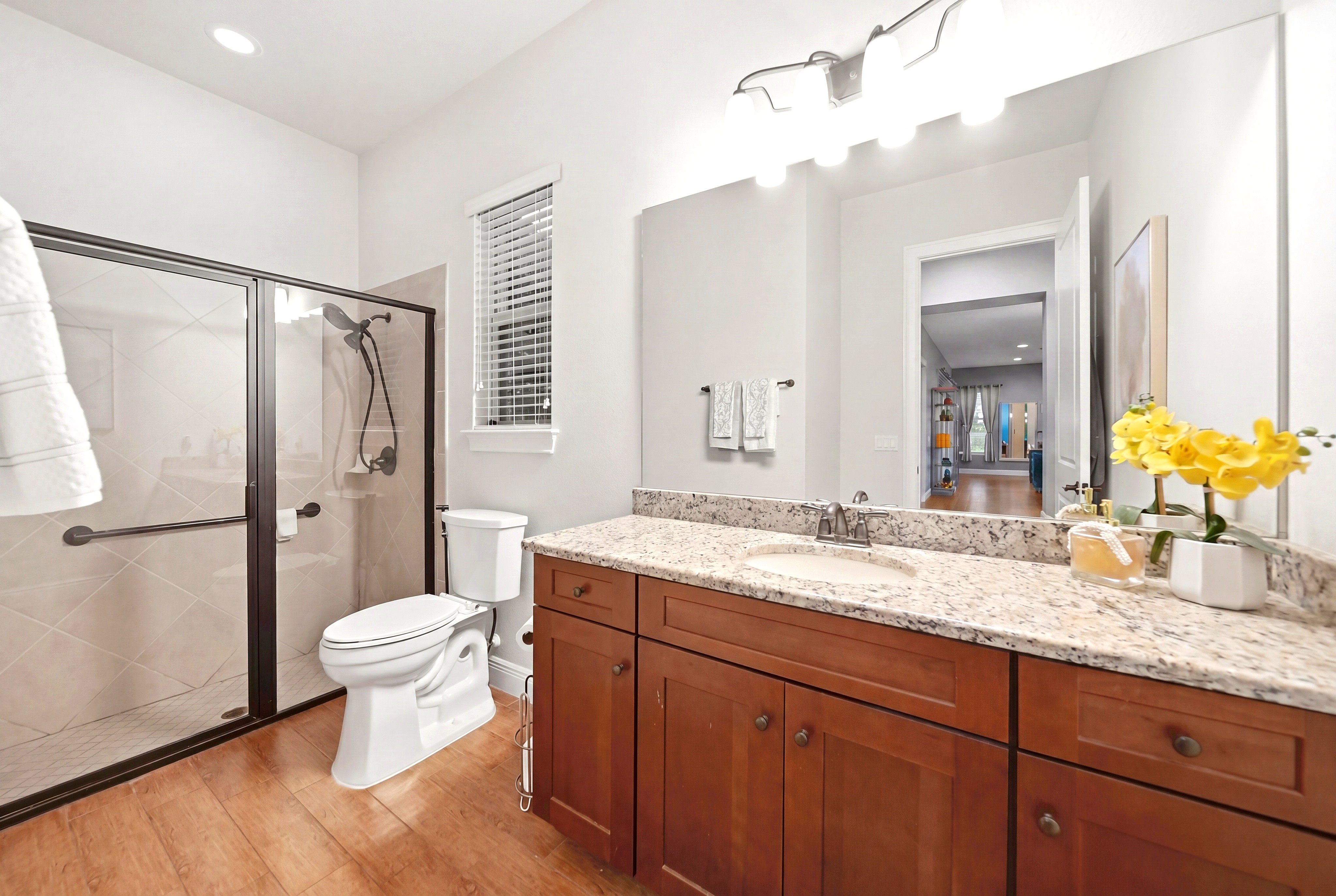 Bathroom with granite vanity