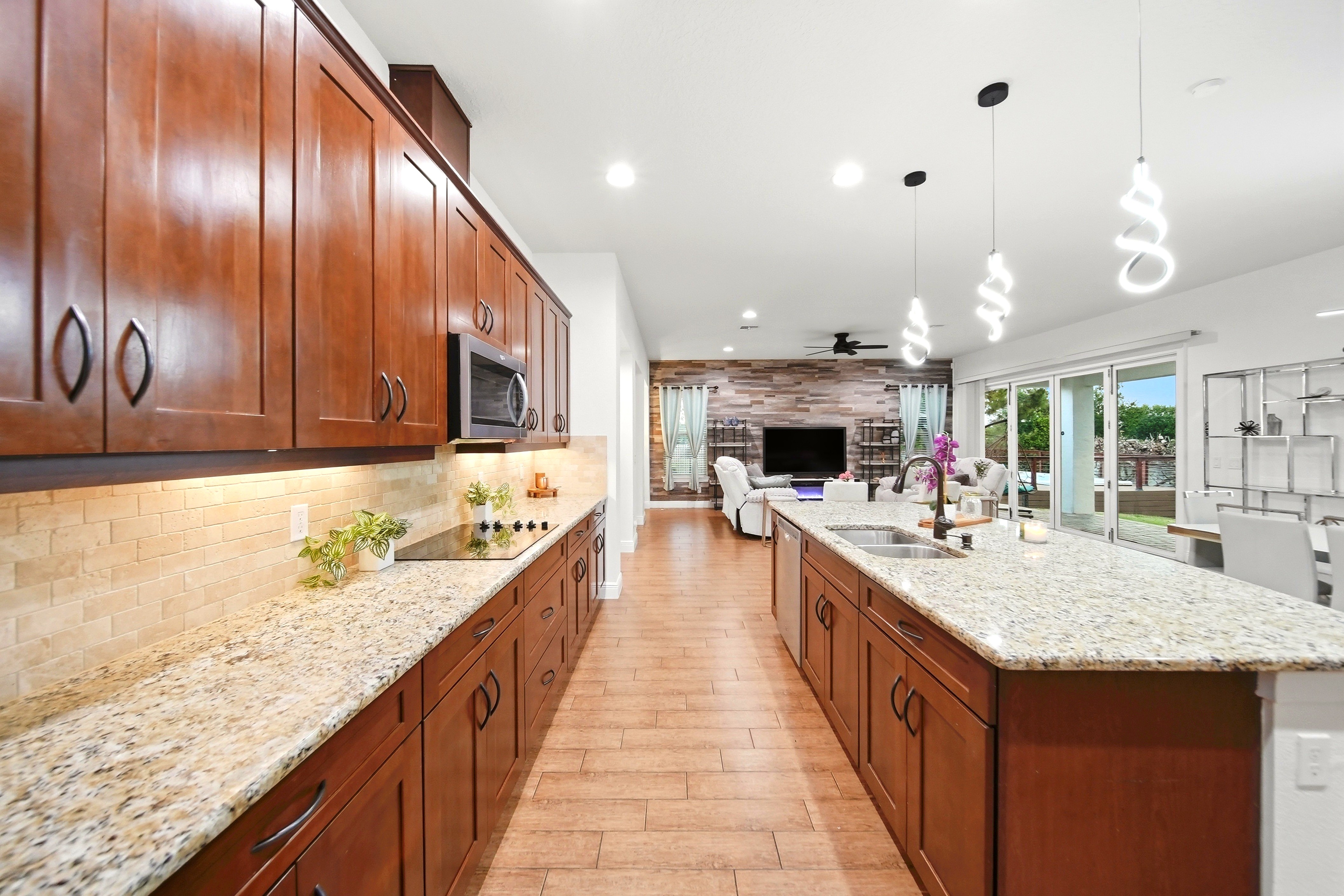 Kitchen with island and cabinets