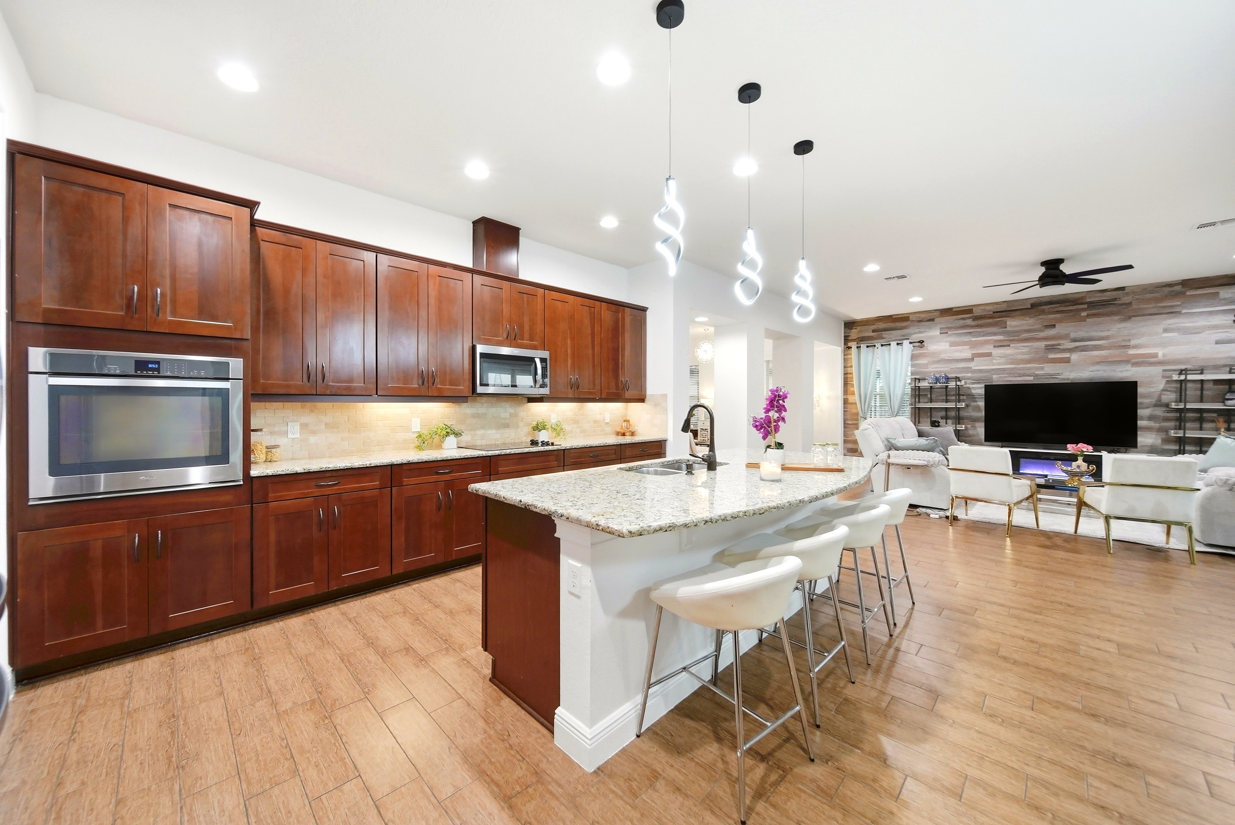 Open kitchen with large island