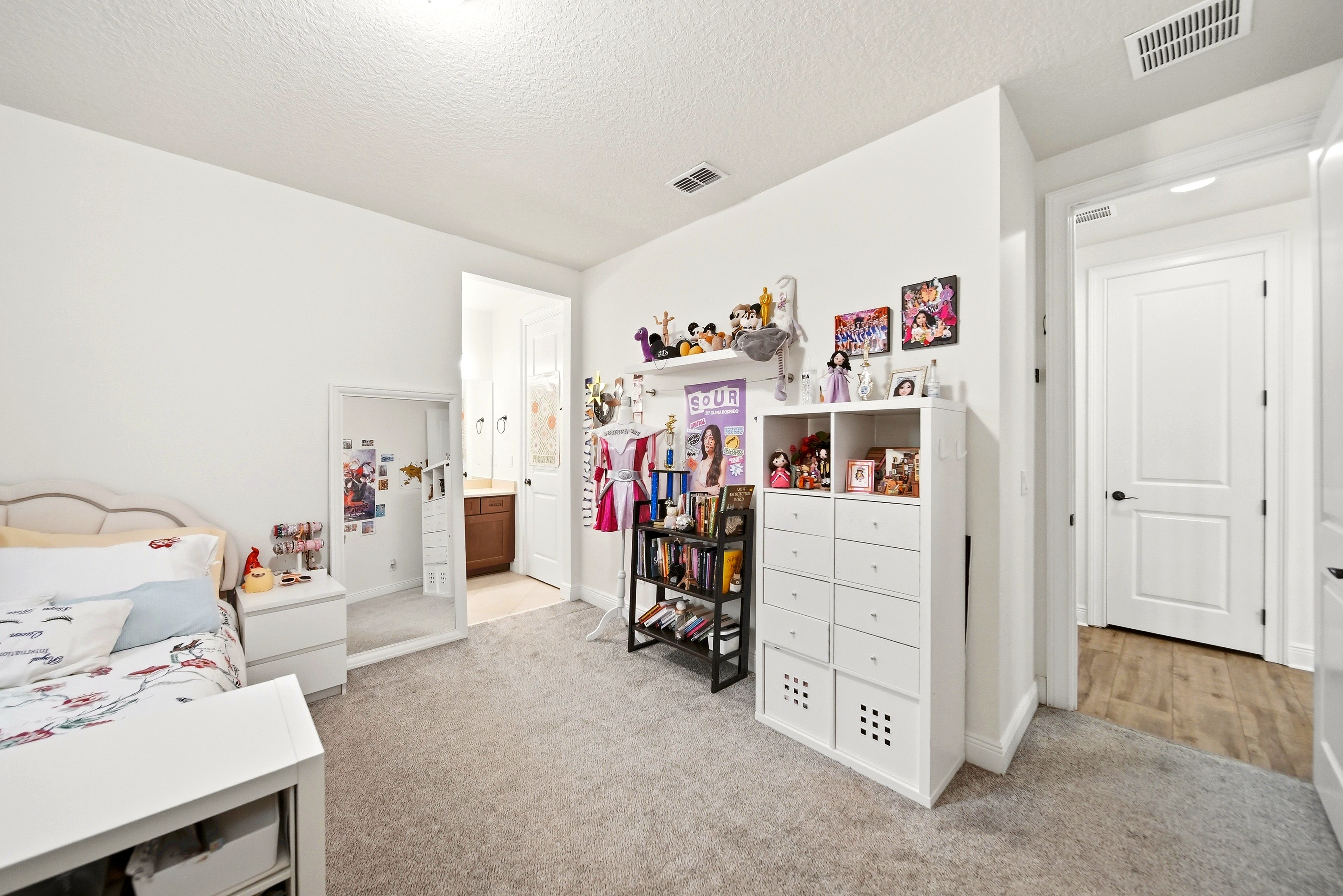 Bedroom with shelves