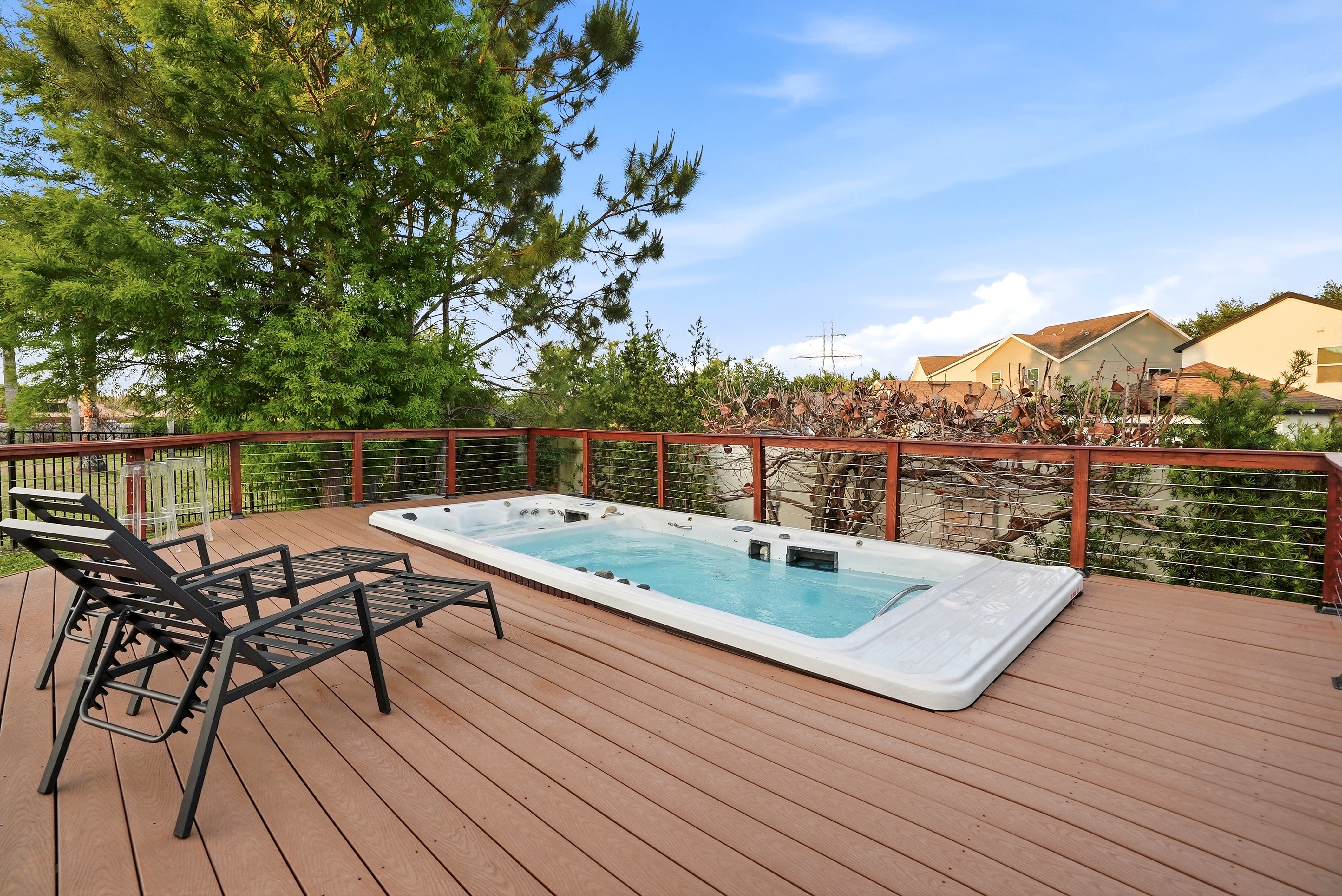 Swim spa and deck area