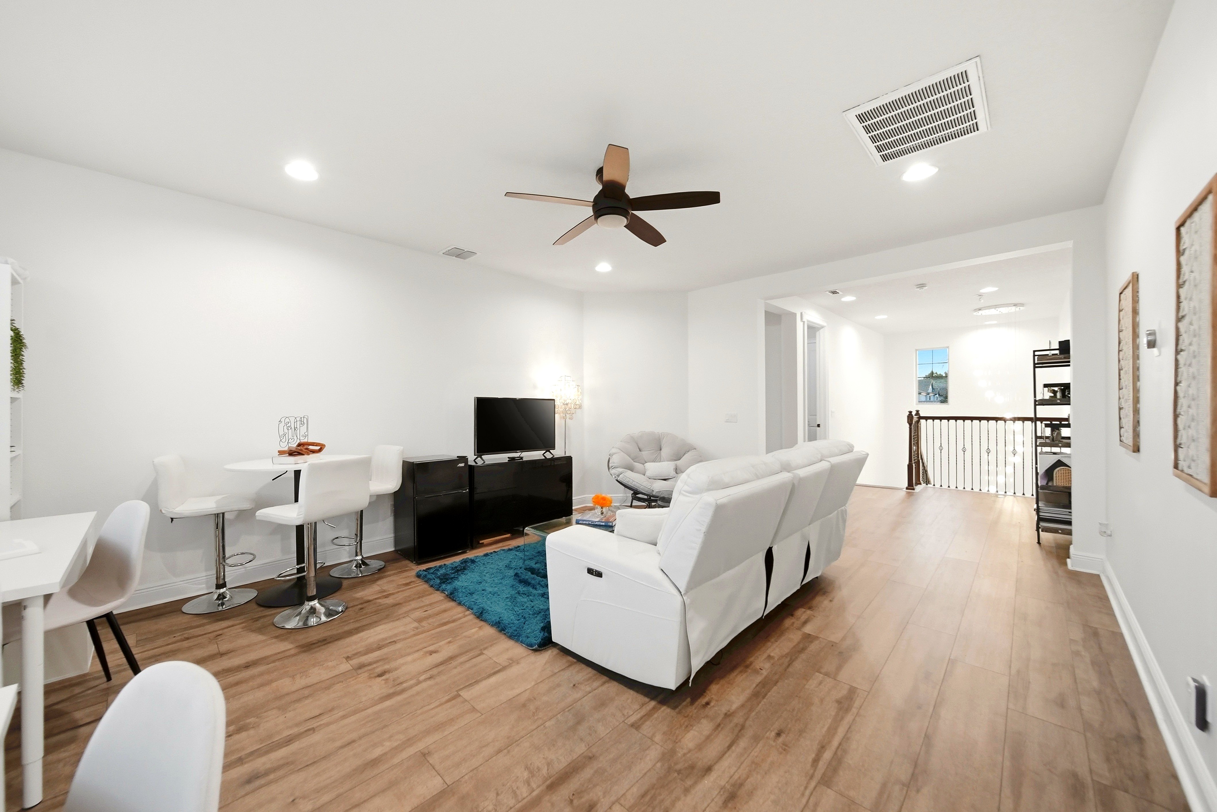 Living room with white sofa
