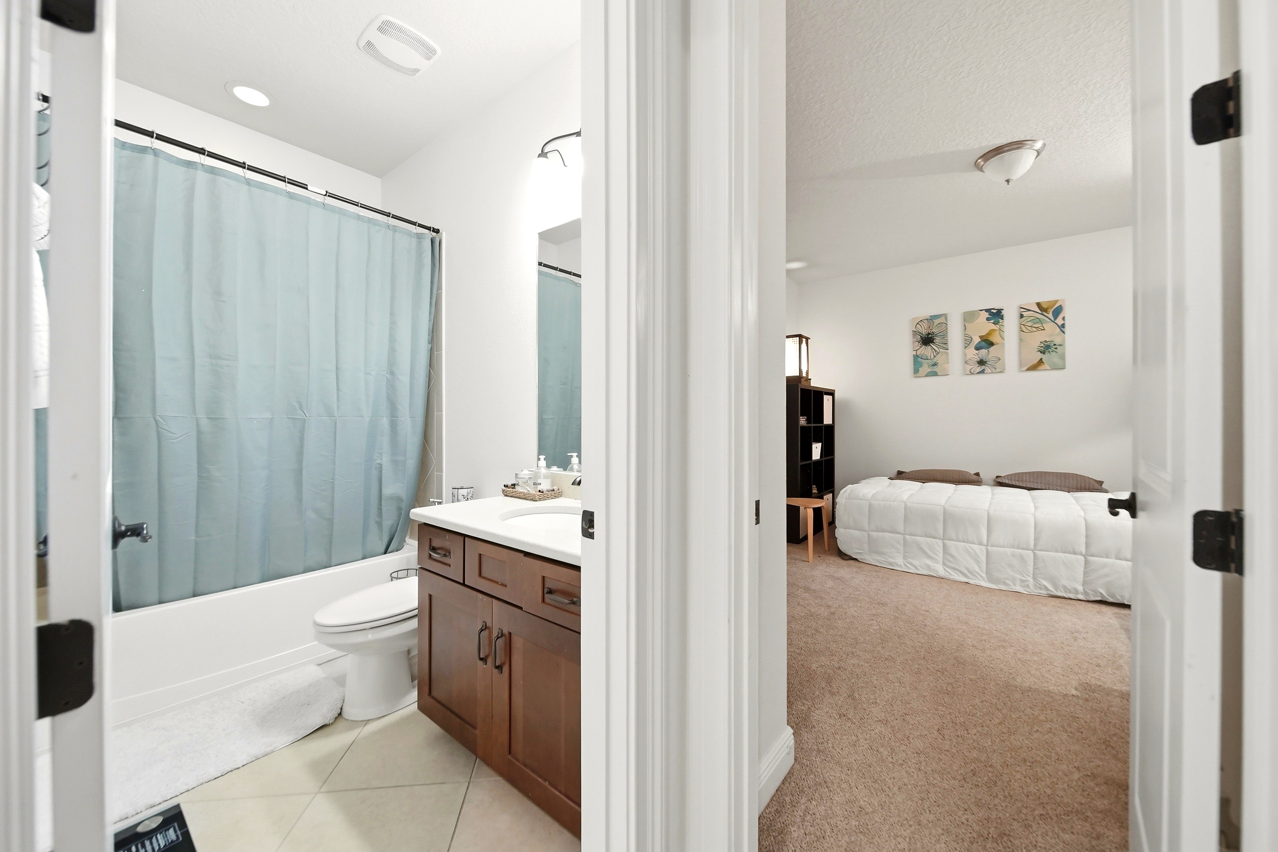 Bathroom and adjoining bedroom