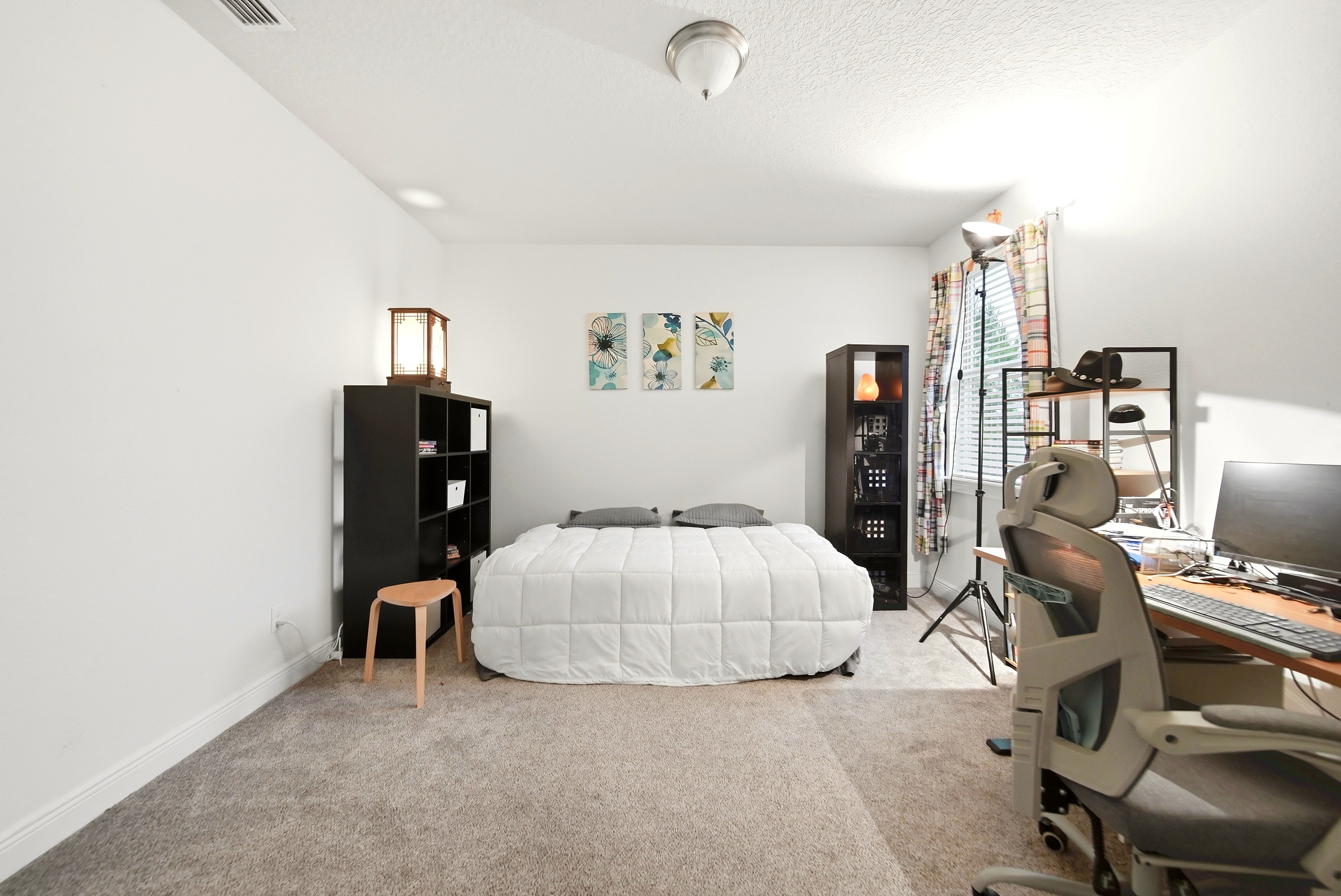 Bedroom with desk setup